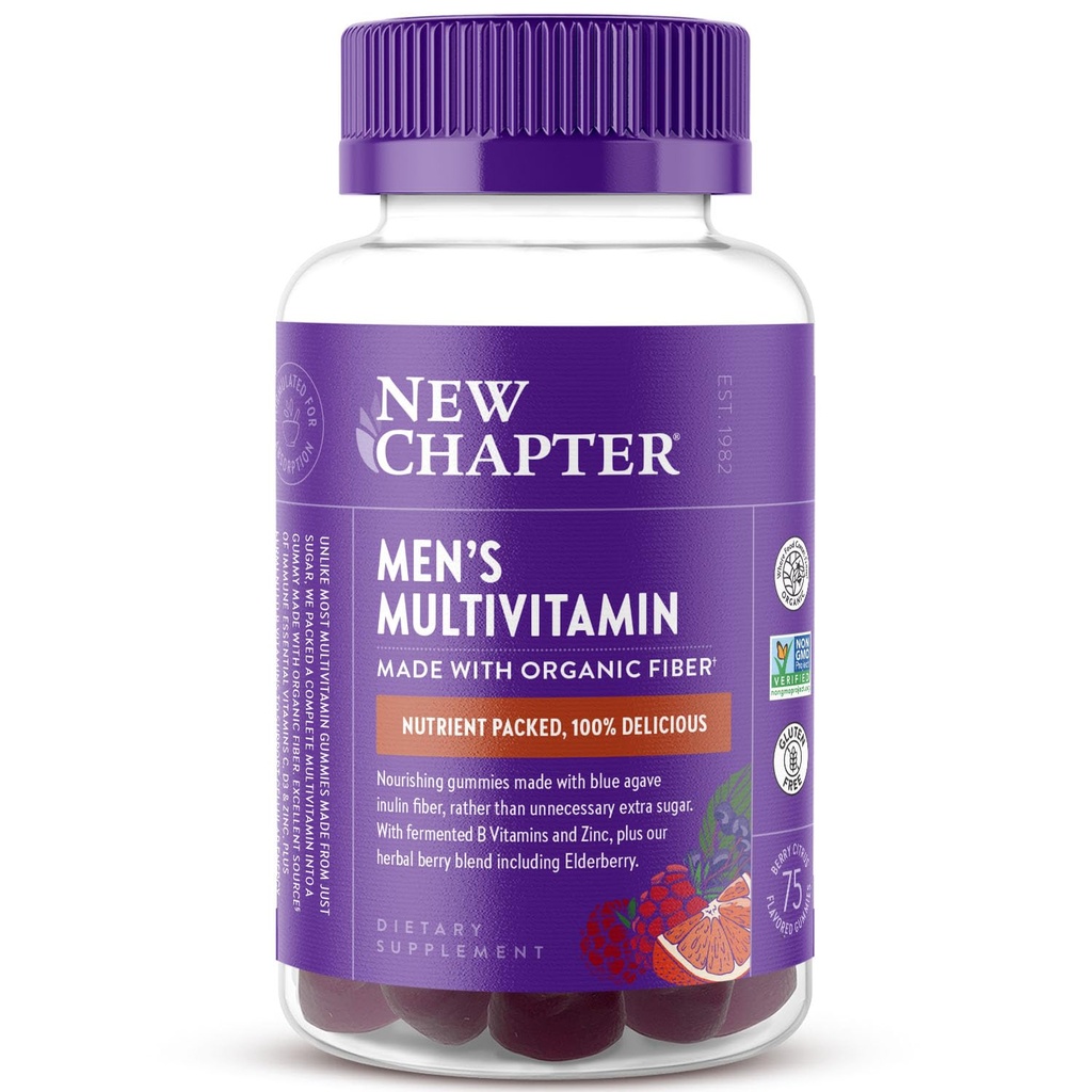 Yeni Bölüm Men's Multivitamin Gummies, 57% Daha Az Şeker, Erkeklerin Gummy Vitaminleri C, D3 & çinko, Non-GMO, Gluten Free, Berry-Citrus, 75ct