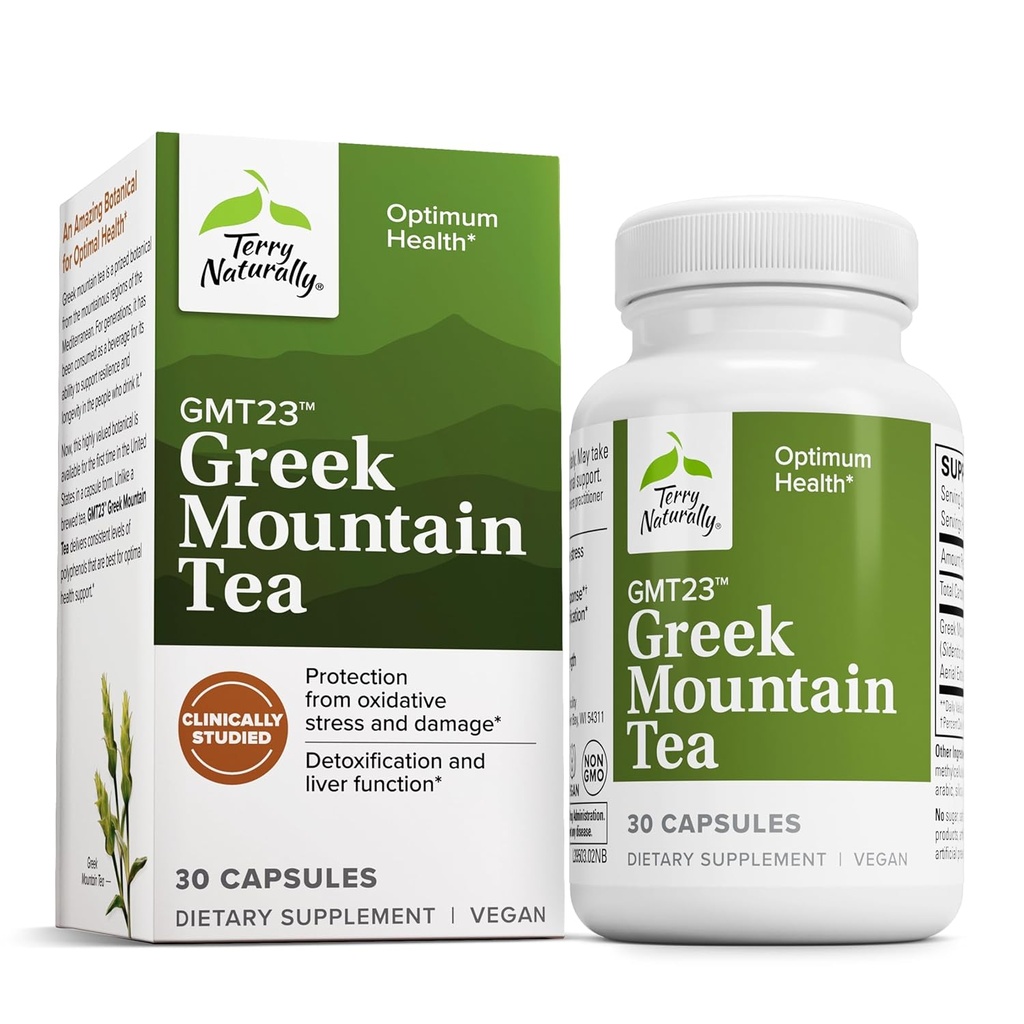 Terry Natural GMT23 Yunan Dağ Çayı - Focus Desteği için Diyetsel Supplement - Liver Health için Digestive Health Supplement - Antioksis ile Herbal Supplement - 30 Capsules