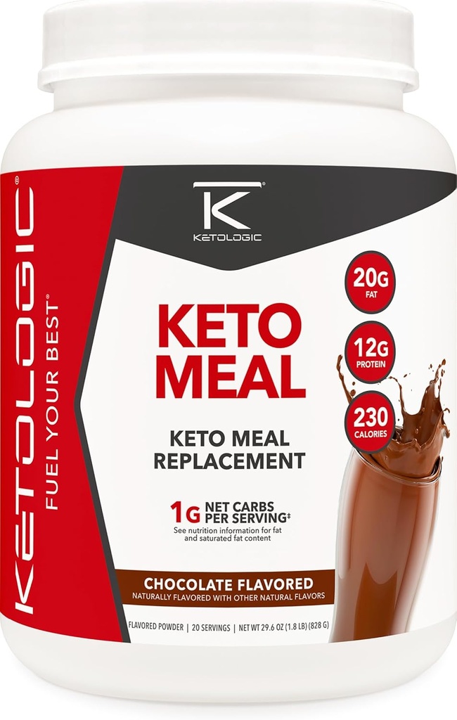 KetoLogic Keto Meal Change Shake Toz Optimal Sonuçlar + MCT Oil + Grass-Fed Whey - Perfectly Formulated Macros for Ketosis - 20 Hizmet - Chocolate
