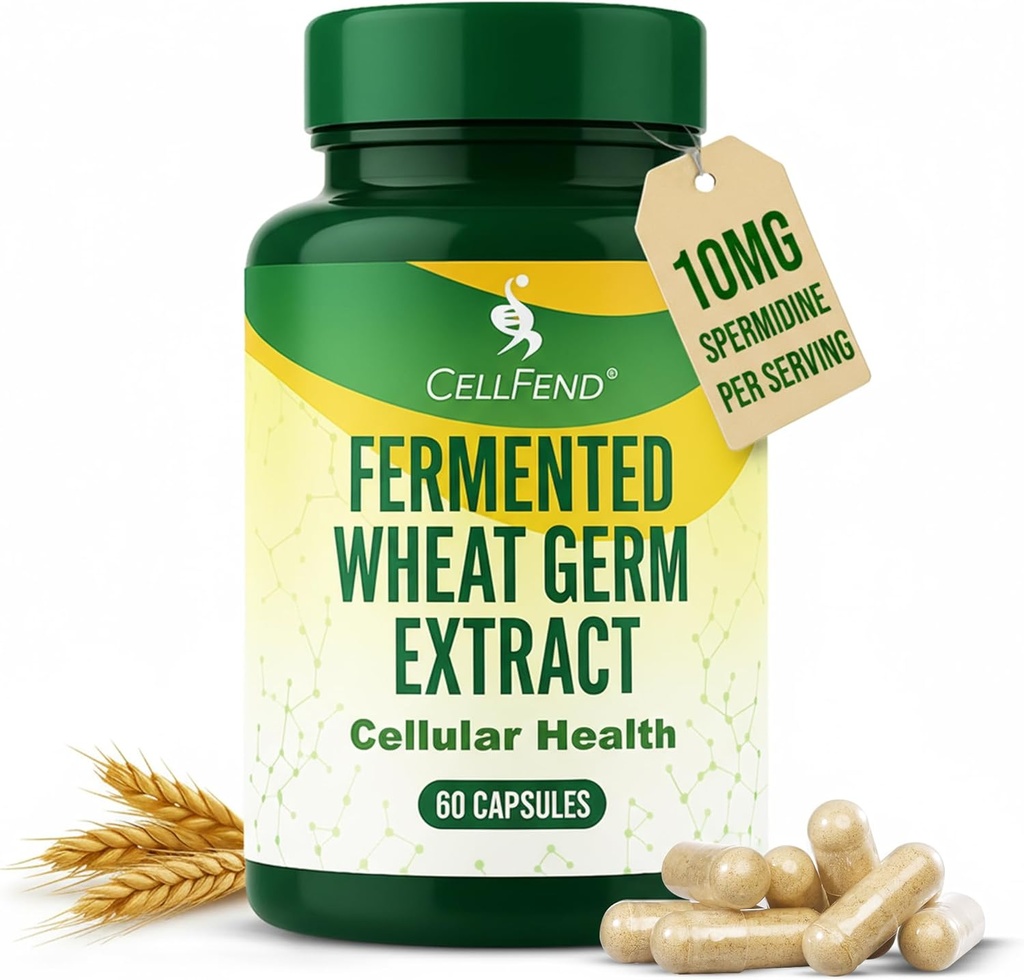 Erkekler ve Kadınlar için spermi Supplements - 10 mg,% 99, 1000mg Fermented Buğday Germ Extract for Cellular Renewal, Aging Defense ve Longevity Support – Autophagy Inducer – 60 Capsules