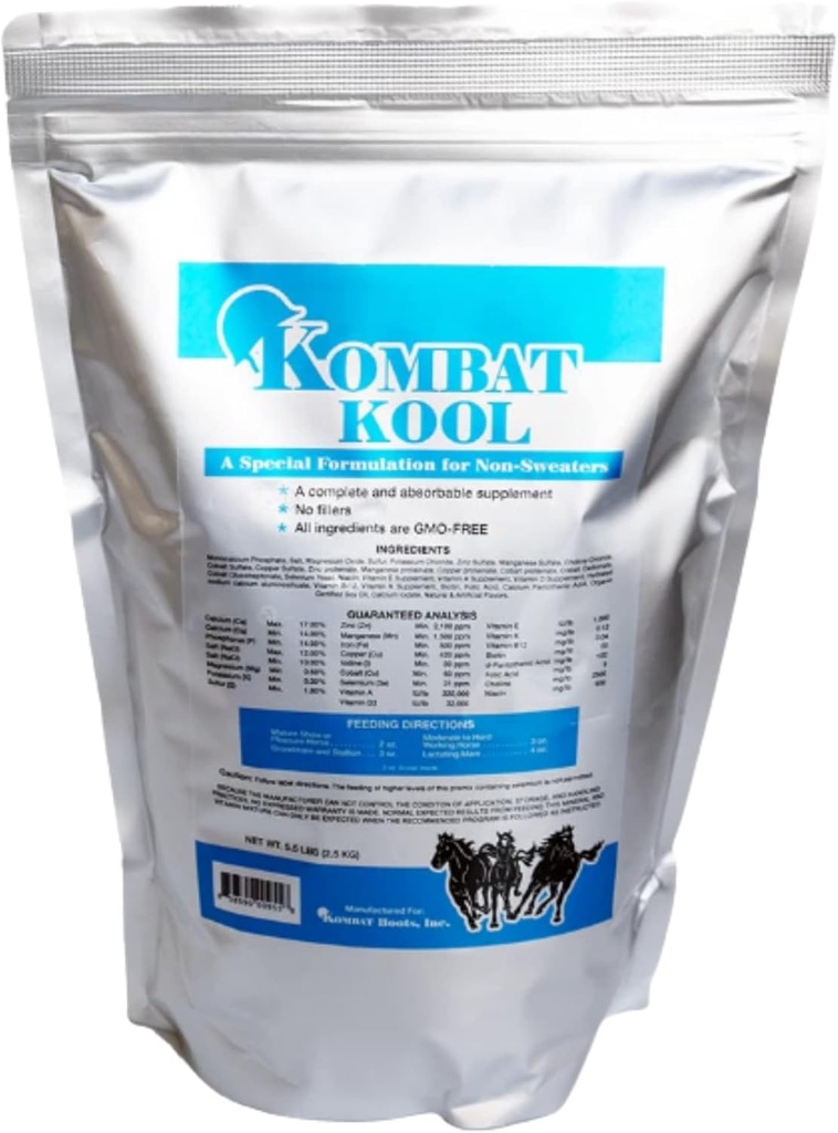 Kombat Kool Health Supplement, Equine Toz 5lb Bag, Non-Sweaters için Özel Bir Formülasyon