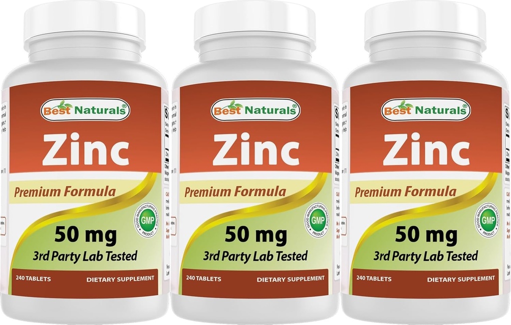 En İyi Doğallar Çinko Supplement, çinko Gluconate 50 mg 240 Tablet Paket 3