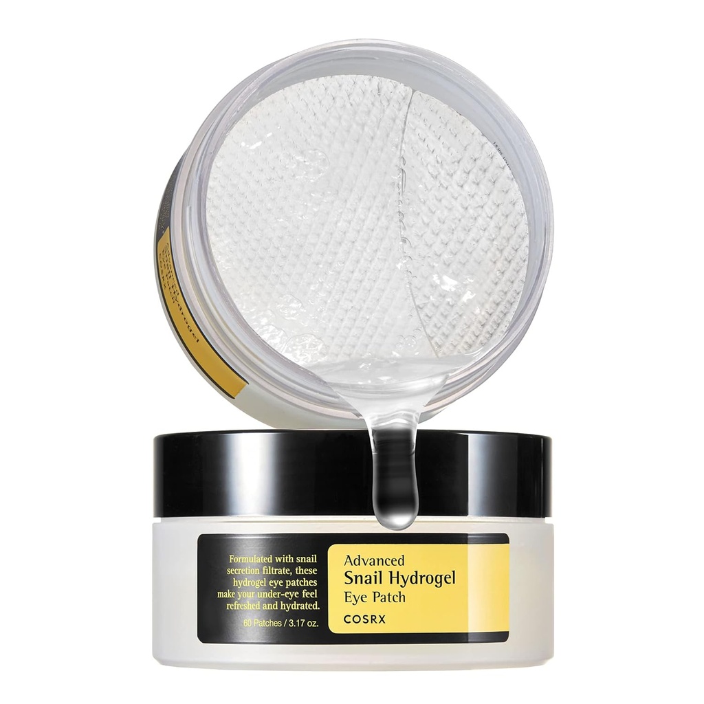COSRX Advanced Snail Hydrogel Eye Patch (60pc), Gel Serum Mask, Puffy Undereye Treament, Fine Lines, Refresh, Hydrate