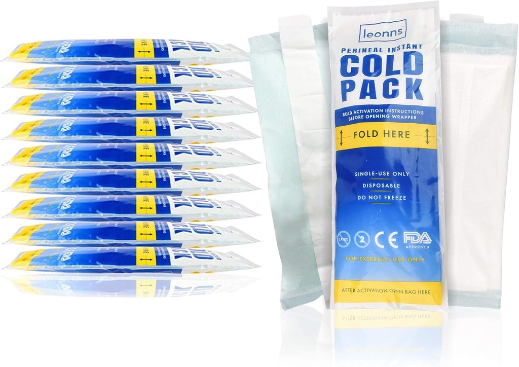 Perineal Buz Paketleri Postpartum w/Adhesive Strip | Perineal Cold Pack - Doğum Sonrası 1 Buz Paketi Pads - Instant Ice Maxi Pads (4 )