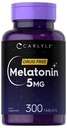 Carlyle Melatonin 5 mg | 300 Tablet | Uyuşturucu Ücretsiz Supplement | Vejetary, Non-GMO, Gluten Free
