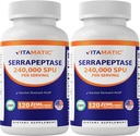 Vitamatic Serrapeptase 240,000 SPU Servisleri, 120 Gecikmiş Serbest Kapsüller - İnik Kaplamalar - ABD'de Yapılacaklar (120 Hub of 2))
