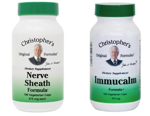 Dr. Christopher's Original Formula Nerve Sheath Formula ve Immucalm Formula | 100 Vegetarian Capsules in each Şişe | Diyet Supplements | USDA Organic