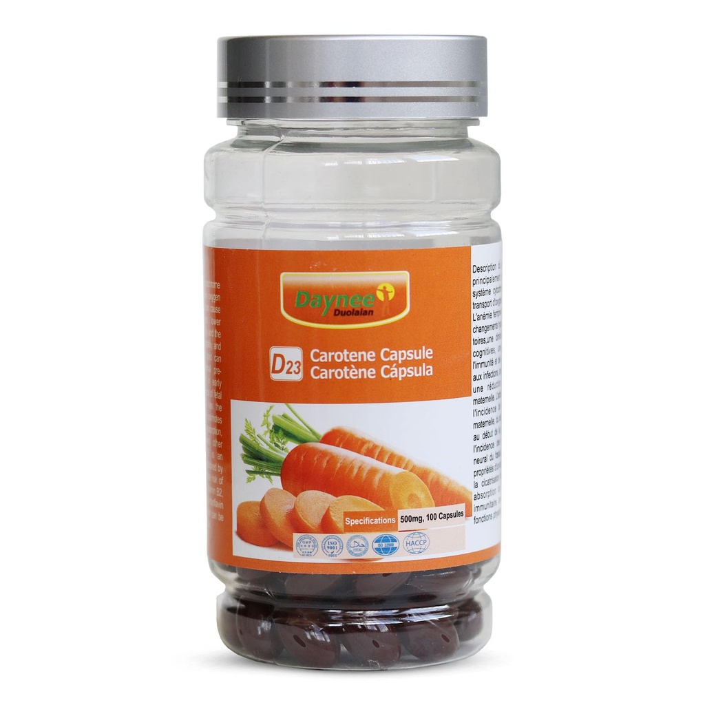 AIHIYO Carotene Soft Capsule, 500 mg Beta Carotene Supplement, Sağlıklı Cilt ve Gözler, 100 Kont
