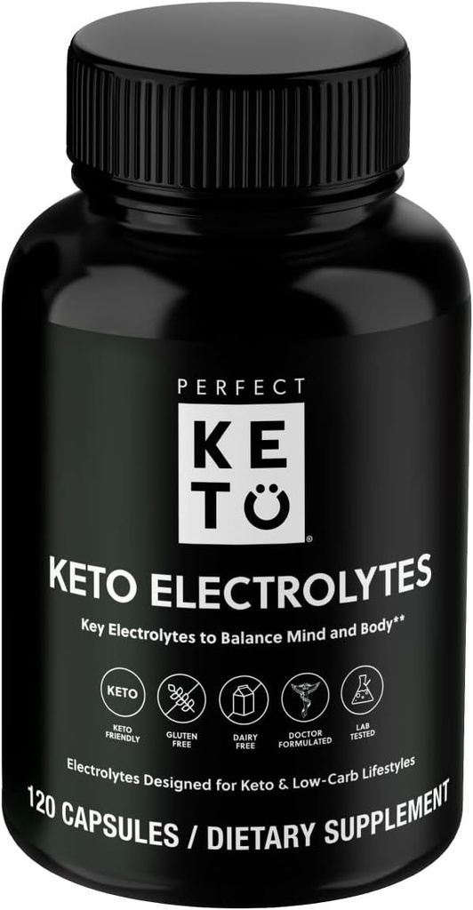 Mükemmel Keto Electrolytes Capsules, Gluten Free, Electrolyte Supplement with Magnezyum, Kalsiyum, Pyum ve sodyum, Hydration, Energy, Recovery and Immune Support, Unflavored, 120 Hizmetler