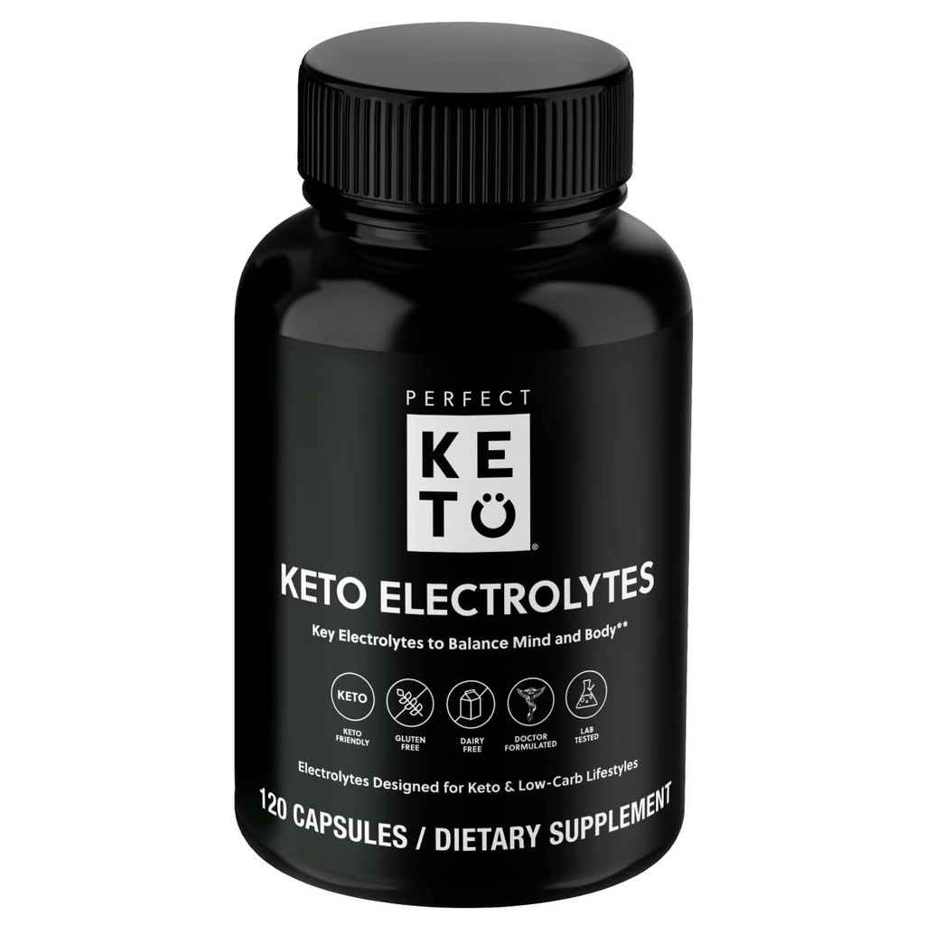 Mükemmel Keto Electrolytes Capsules, Gluten Free, Electrolyte Supplement with Magnezyum, Kalsiyum, Pyum ve sodyum, Hydration, Energy, Recovery and Immune Support, Unflavored, 120 Hizmetler