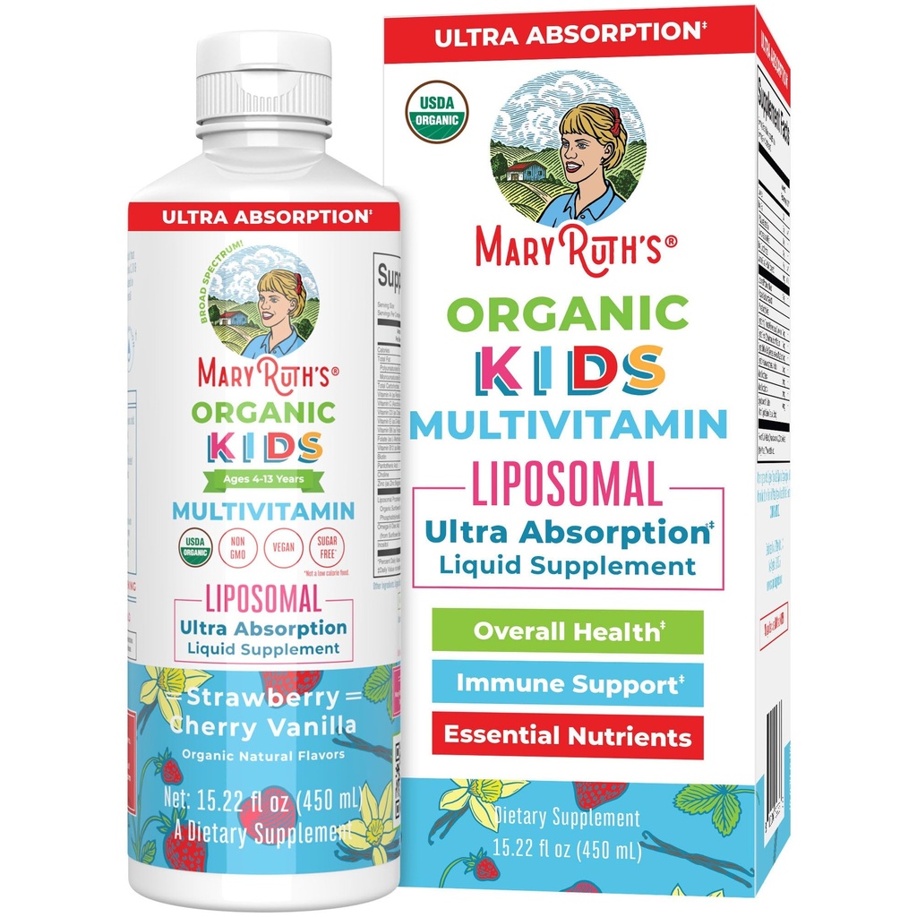 MaryRuth Organics Kids Multivitamin Liposomal | Vegan, Sugar-Free Vitamins for Kids | Ages 4+ | 2 Moon Supply | 15.22 Fl Oz