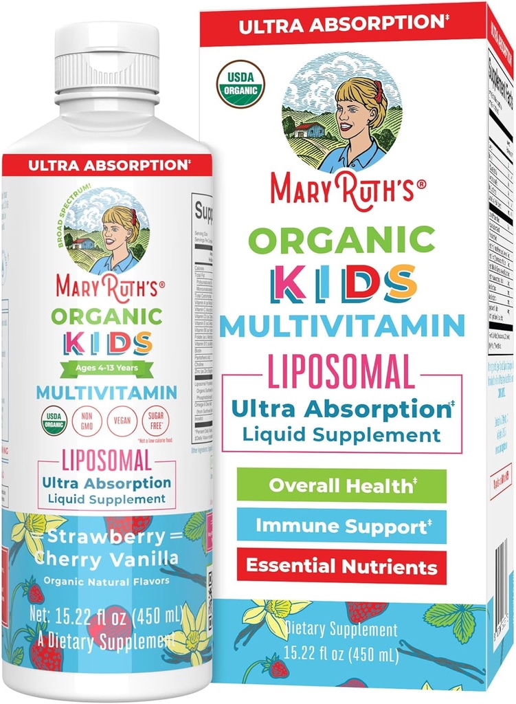 MaryRuth Organics Kids Multivitamin Liposomal | Vegan, Sugar-Free Vitamins for Kids | Ages 4+ | 2 Moon Supply | 15.22 Fl Oz