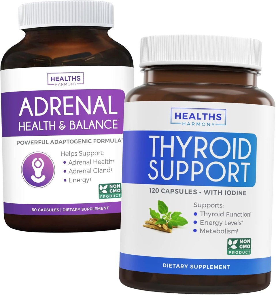 Tiroid Destek ve Adrenal Destek - Iodine ile koroner Desteğinizi Geliştirin Enerjinizi ve Adrenal Destek & Cortisol Yöneticisi (Non-GMO) Güçlü Adrenal Sağlık Desteği