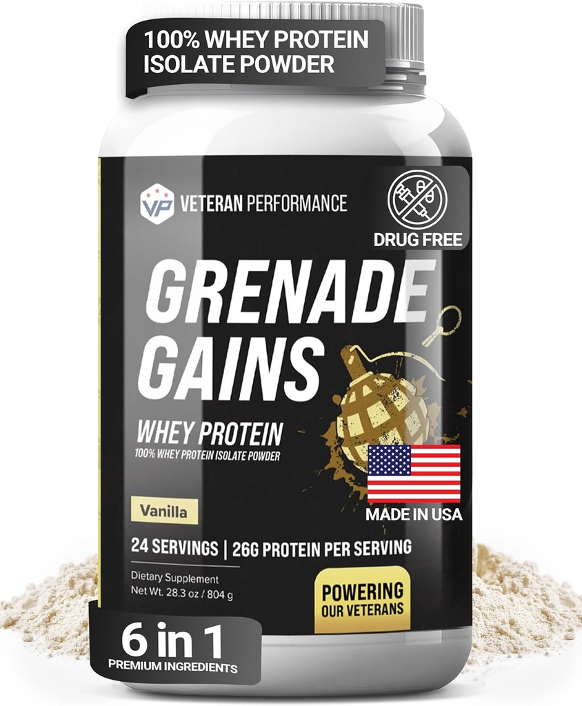 Grenade, Whey Isolate Tozunu Kretine, L-Carnitine & Beta-Alanine - Üçüncü Partili Test Edildi, Gluten-Free, No Yapay Sweeteners - USA Made, Vanilla, 24 Hizmetler
