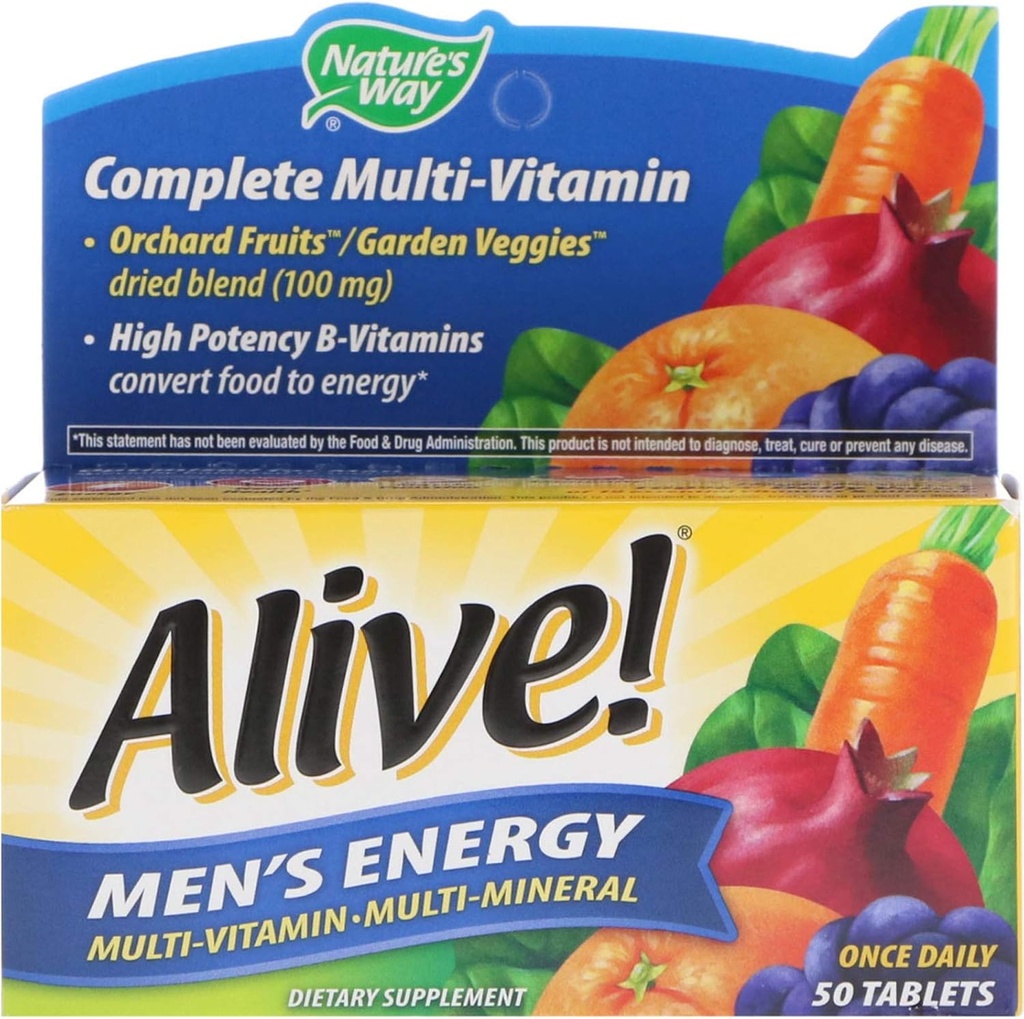 Doğanın Yolu Alive! Erkeklerin Enerji Çokvitaminu Tamamladı, Yüksek Potency B-Vitamins, 50 Tablet