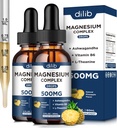 Magnezyum Glycinate Liquid Drops 500 mg - Triple Magnezyum Kompleksi Citrate, Malate, Ashwagandha, L-Theanine, Vitamin B6 Uyku, Stres Yardımı, Kas, Pineapple Flavor 4 Fl Oz