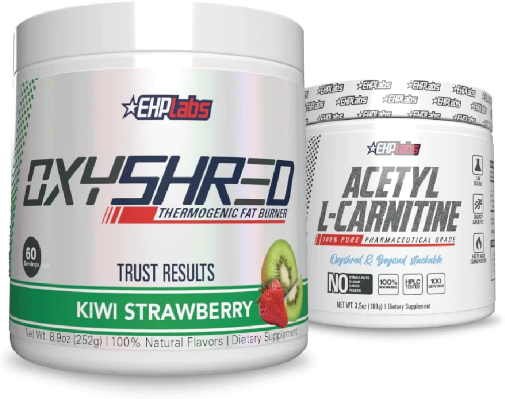 EHP Labs Shred + Acetyl Bundle - OxyShred Thermogenic Pre Workout Powder & Scredding Supplement - Acetyl L-Καρνιτίνη - Υποστηρίζει τη φυσική ενέργεια, βοηθά Μεταβολισμό, & υγιή λειτουργία του εγκεφάλου