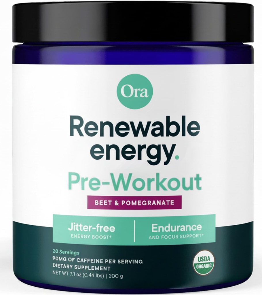 Organic Organic Pre Workout Powder for Men and Women Berry Beet Flavor-Vegan Certified Organic, Soy-Free, Dairy-Free, Gluten-Free-Provides Jitter-Free Energy Boost for Women & Men, 20 Servings