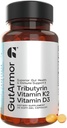 Gut & Heart Health + Immune Support | 1 Ay Supply | 30 Soft Gel Capsules | Pure Butyrate 350 mg & Vitamin D3 2000IUs & Vitamin K2 120