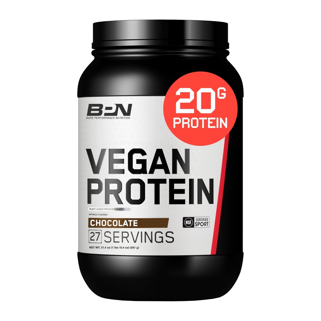 BARE PERFORMANCE NUTRITION Vegan protein, Bitki bazlı protein, Pea protein, Sumelon proteini ve Kabak proteini, Doğal olarak Tatlılanmış ve Lezzetli (27 Hizmet, Çikolata)