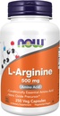 NOW L-Arginine 500 mg,250 Veg Capsules (packaging may vary