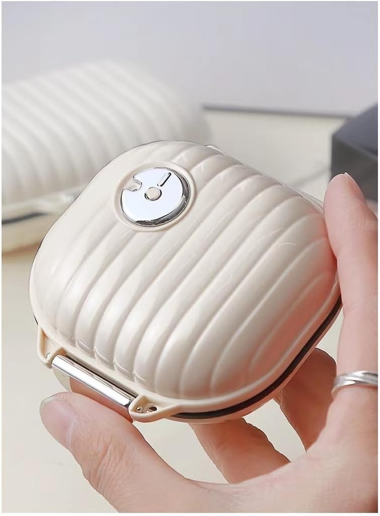 Pill Organizer Case with Carabiner, 7thtments,Compartmentalized columns for Men and Women, Beige (Küçük Süt Beyazı)