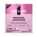 One A Day Prenatal Advanced- Prenatal Vitamins with Folic Acid, Choline, DHA & Iron, Women for Women to Support Baby's Development, 60+60 Ct (120 Total Set) (Pazar May Vary)