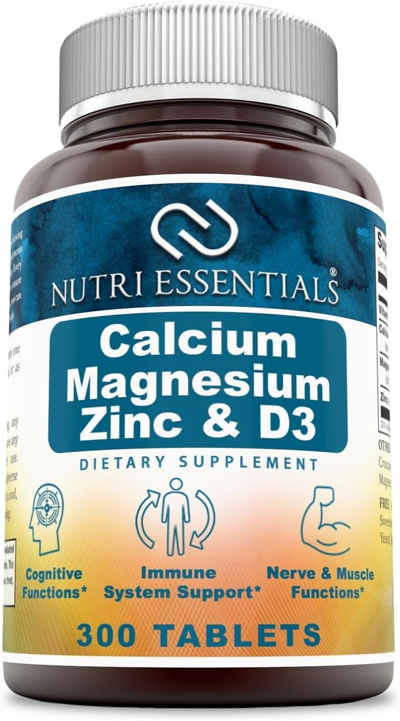 Magnezyum çinko + Vitamin D3 Tabletler - Güçlü Bones & Dişler, Destek Nerve & Muscle Function* (300 Kont)