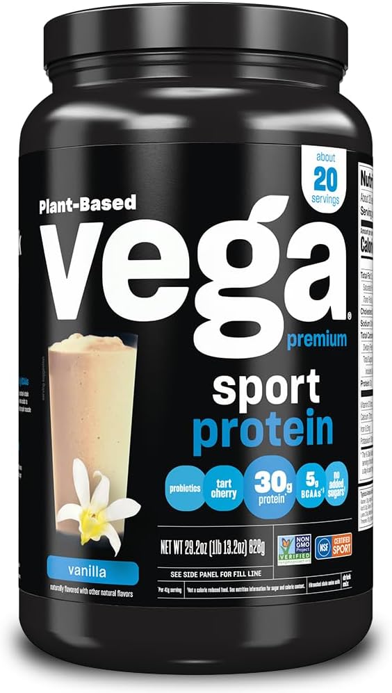 Vega Premium Spor proteini Vanilla proteini Toz, Vegan, GMO, Gluten Ücretsiz Bitki bazlı Protein Toz İç Mix, NSF Sport için sertifikalı, 29.2 oz