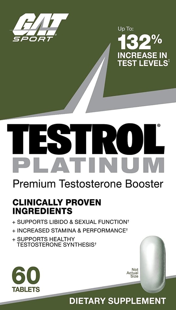 Test Platinum, GAT Sport Stamina + Libido + testosteron Boost, Boron, Vitamin D, çinko, 60 Tablet