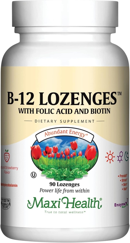 B12 Vitamin Folic Acid ve Biotin ile - Sublingual B 12 Vitamins Strawberry Flavor - Vegetarian Kosher B 12 Vitamin - VIT B12 Tamam for Red Blood Cell Production and Energy (90 Count)