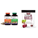 Natrol JuiceFestiv Daily Fruit & Veggie with SelenoExcell and Whole-food [Phyto] Nutrients & Force Factor Total Beets Soft Chews with Beetroot, Nitrates, L-Citrulline, Grapeseed Extract