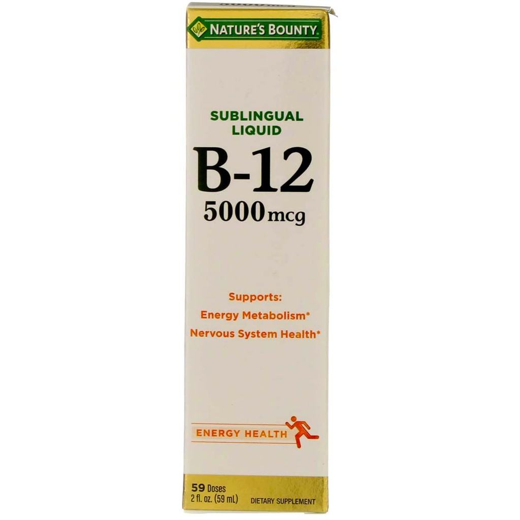 Nature's Bounty B-12 5000 mcg Υπογλώσσια Υγρή Ενέργεια Υγεία 2 oz ( Συσκευασία των 4)