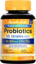 NewRhythm Probiotics 50 Δισεκατομμύρια CFU 20 Strains, 120 κάψουλες Veggie, Στοχευμένη Τεχνολογία Απελευθέρωσης, Στομαχικό Οξύ Ανθεκτικό, Καμία ανάγκη για Ψύξη, Συσκευασία του 1, Μη ΓΤΟ, Χωρίς Γλουτένη