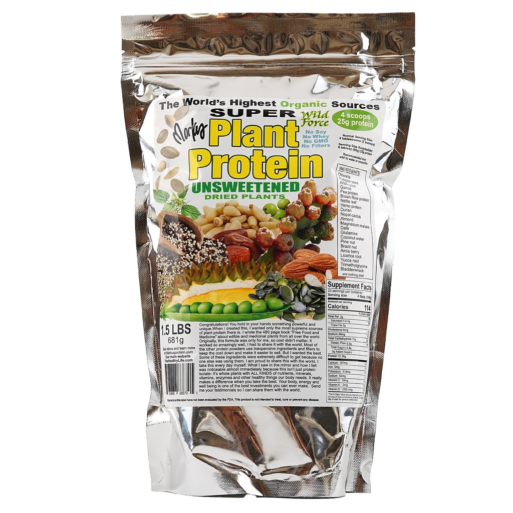 Super Plant Protein - Unsweetened - Protein Toz Exotic Pine Nuts, Durian, & Prickly Pear Cactus - Digestive-Friendly, Nutrient-Rich