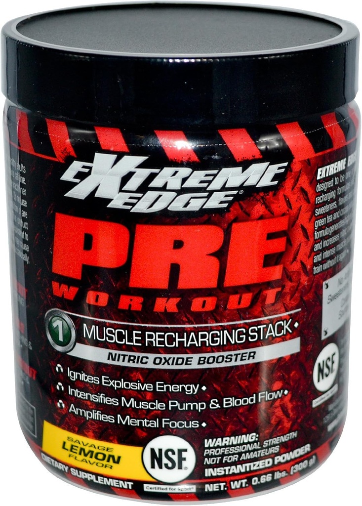 Bluebonnet Beslenme Extreme Edge Pre egzersiz, Kas Recharging Formula*, Nitrik Oksit (NO) seviyelerini yükseltmek *, Soy-Free, Dairy-Free, Lemon, 0.66 LB, 30 Hizmet