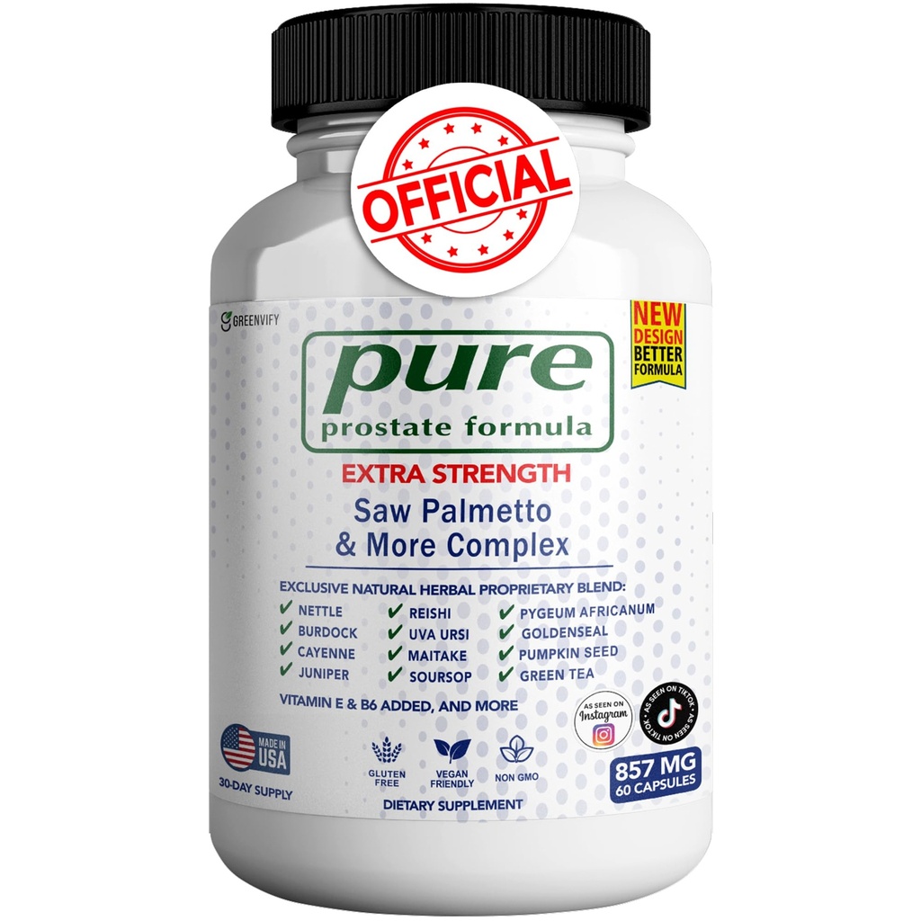 Pure Prostate Formula Saw Palmetto & More Complex 857 mg Prostate Supplements for Men Capsules, Health Supplements - maximum Strength, All Natural to Support Normal & Health Function (1)