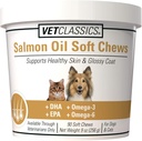 Vet Classics Salmon Oil Pet Supplement for Healthy Skin, Glossy Coats – Dog Coat Supplement, Cat Skin Supplement – Περιλαμβάνει Omega-3, 6, 9, Source of DHA, EPA – Μαλακά μάσημα 90 Ct.