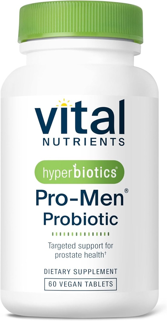 Hiperbiyotikler Vital Nutrients Pro Men Probiyotiks | Vegan Advanced Probiyotikler for Men | Klinik olarak Prostate Health, Digestive Balance and Gut Health* | Gluten, Dairy, Soy Free | 60 Tabletler