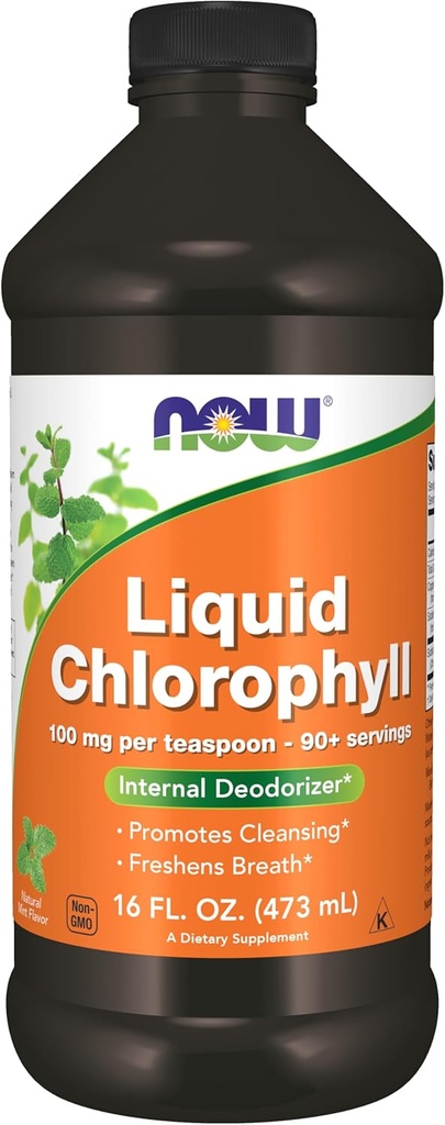 Şimdi Gıdalar Tamamlar, Sıvı Chlorophyll, Super Tempd, Internalodor Deizer*,Boost Energy, Mint Flavor, 16-Ounce