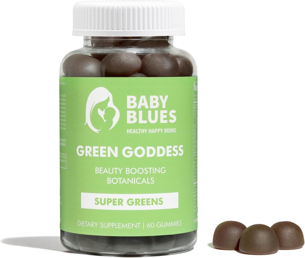 Bebek Blues Green Goddess Gummies, 60 Count Diyetary Supplement, Plant-Based, Gummy Form