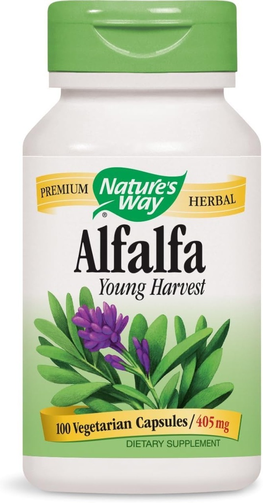 Nature's Way Alfalfa Leaves, 1.215 mg, 100 Vegetarian Capsules, Pack of 2