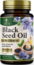 Black Seed Oil Softgels 1000 mg - Premium Nigella Sativa Blackseed, Pure Natural Black Cumin Tohum Petrol ve Deri ve Immune Desteği - ABD Tamamında Şişelenmiş - 180 Softgels