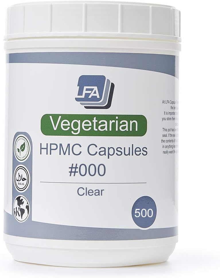 Κάψουλες Vegan Κενό Μέγεθος 000-500 Μέτρα Καθαρές κάψουλες HPMC Veggie Κενές - Συνδεδεμένες πληρώσιμες 000 κάψουλες λαχανικών - Κενό για θήκη πλήρωσης καψακίου - Πιστοποιημένος Halal Kosher Υπρομελλόζη