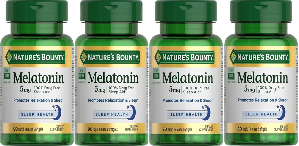 Nature's Bounty Super Strength Μελατονίνη 5 mg Softgels 90 ea (Pack of 4)