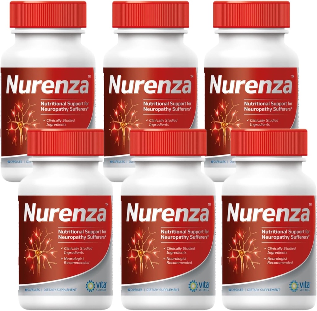 Vita Sciences Nurenza Neuropati Relief Supplement 40x Strength Natural R-ALA Form for Nerve Health, Fast Repair w / Vitaminler, Antioksis Revitalize Ayaklar, Hands, Legs ve Toes 60 Ct. - 6 Paket
