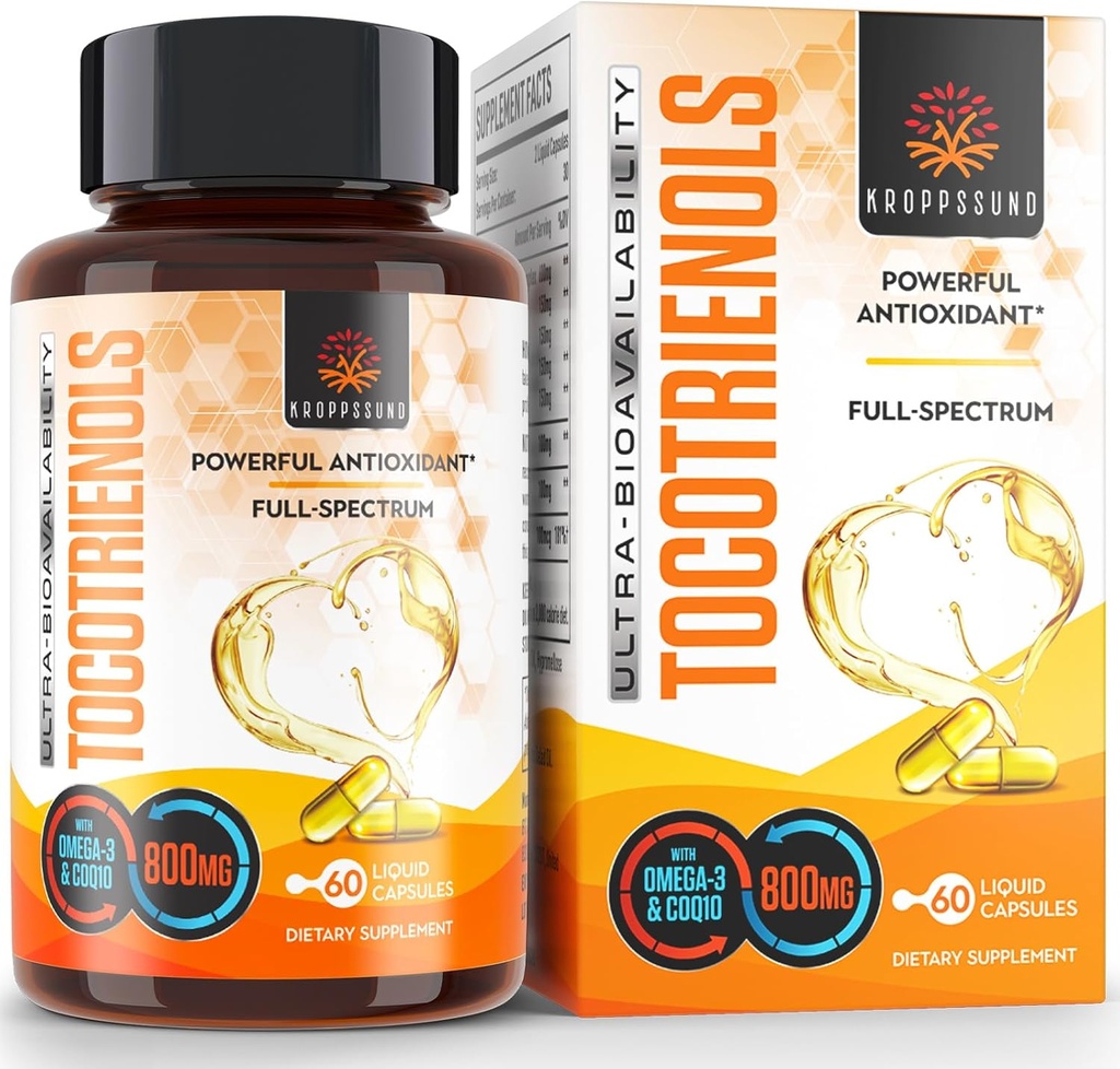 Kroppsund Tocotrienols 800 mg Supplement | Vitamin E Tocotrienols - 60 Sıvı Capsules