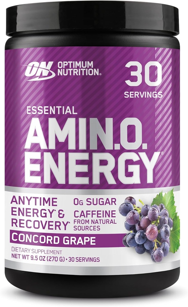 Optimum Beslenme Amino Enerji - Yeşil Çayla Çalışmak, BCAA, Amino Asits, Keto Friendly, Green Coffee Extract, Energy Toz - Concord Grape, 30 Hizmet