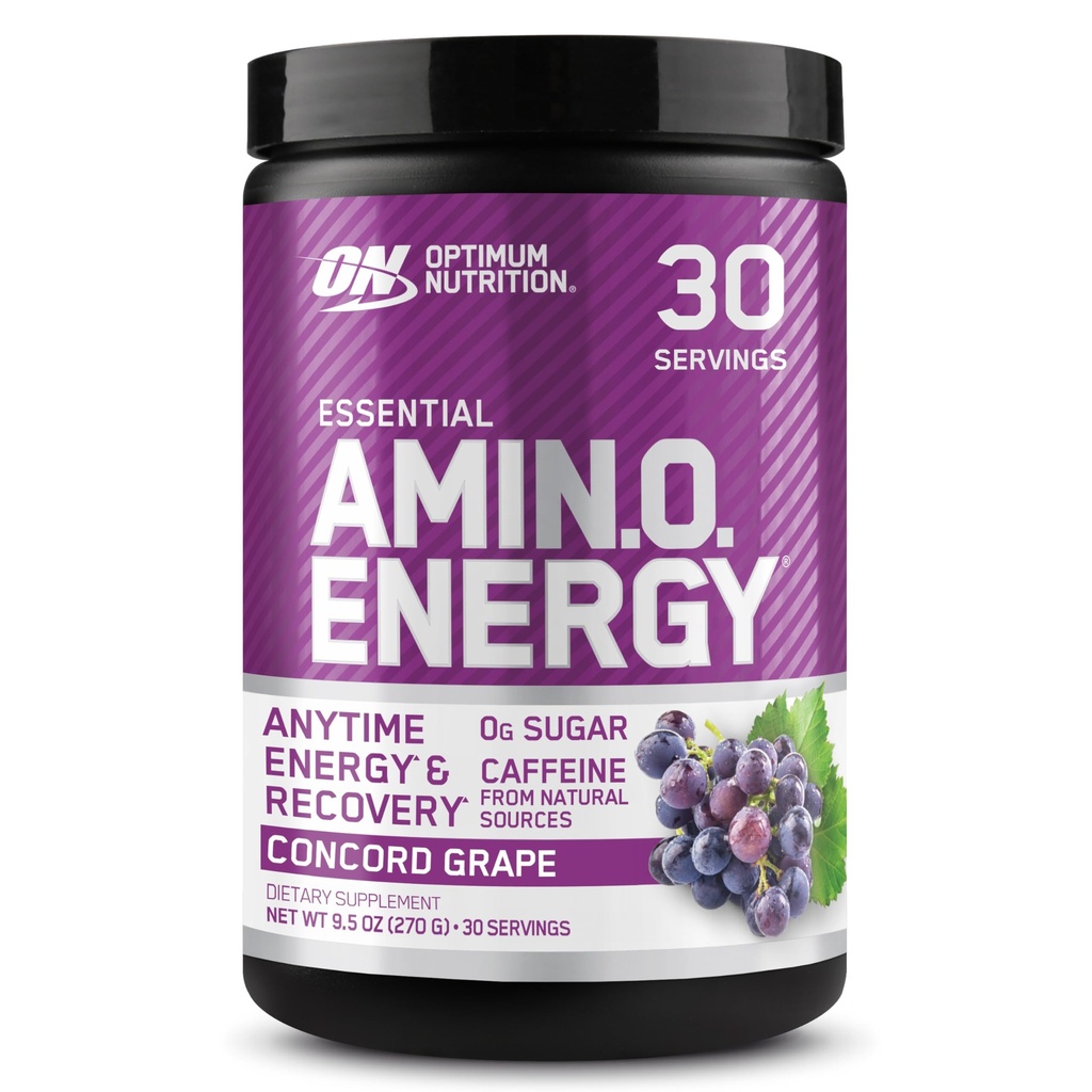 Optimum Beslenme Amino Enerji - Yeşil Çayla Çalışmak, BCAA, Amino Asits, Keto Friendly, Green Coffee Extract, Energy Toz - Concord Grape, 30 Hizmet