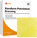 Carbou Medical Xeroform Petrolatum Dressing 2"x2", 25 Ατομικό πακέτο, μη-συγκολλητές πάνες Gauze, μαλακό λεπτό έμπλαστρο Gauze Patch για την περιποίηση τραύματος, εγκαύματα, εκσφενδονίσεις, επιδερμικές εγχύσεις & χειρουργικές τομές